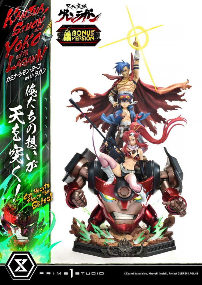 PRE ORDINE - Gurren Lagann Ultimate Premium Masterline Series Statue 1/4 Kamina, Simon & Yoko with Lagann Deluxe Bonus Version 97 cm