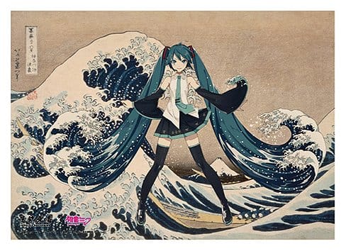 PRE ORDINE - Katsushika Hokusai x Hatsune Miku Acrylic Panel Thirty-six Views of Mount Fuji The Great Wave off Kanagawa 30 cm