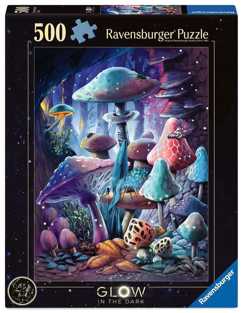 PRE ORDINE - Ravensburger Glow-in-the-Dark Jigsaw Puzzle Moonlight Mushrooms (500 pieces)