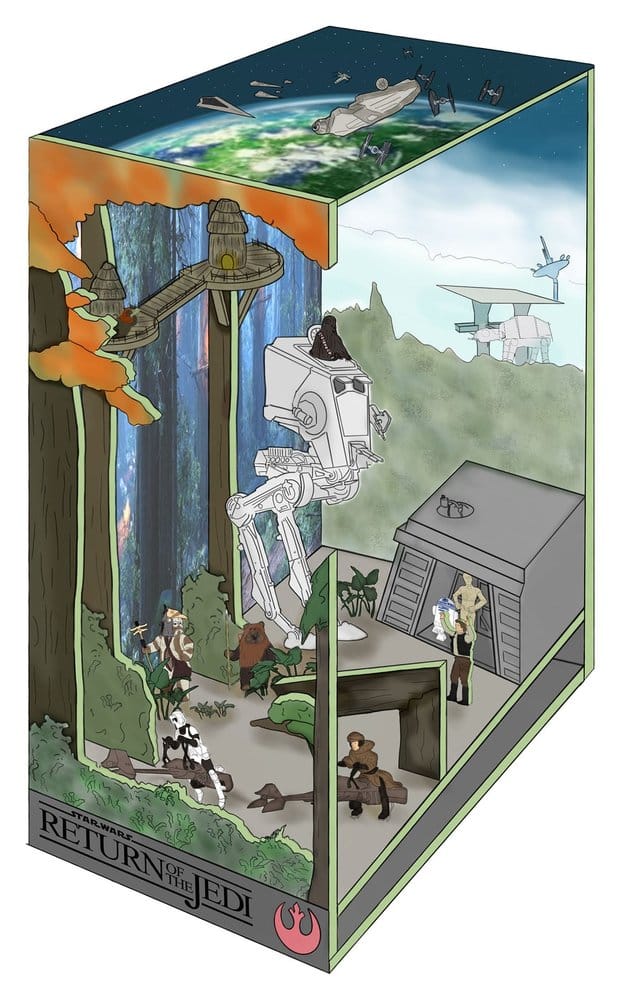 PRE ORDINE - Star Wars Tiny Adventures Book Nook Mini Diorama Battle of Endor 23 cm