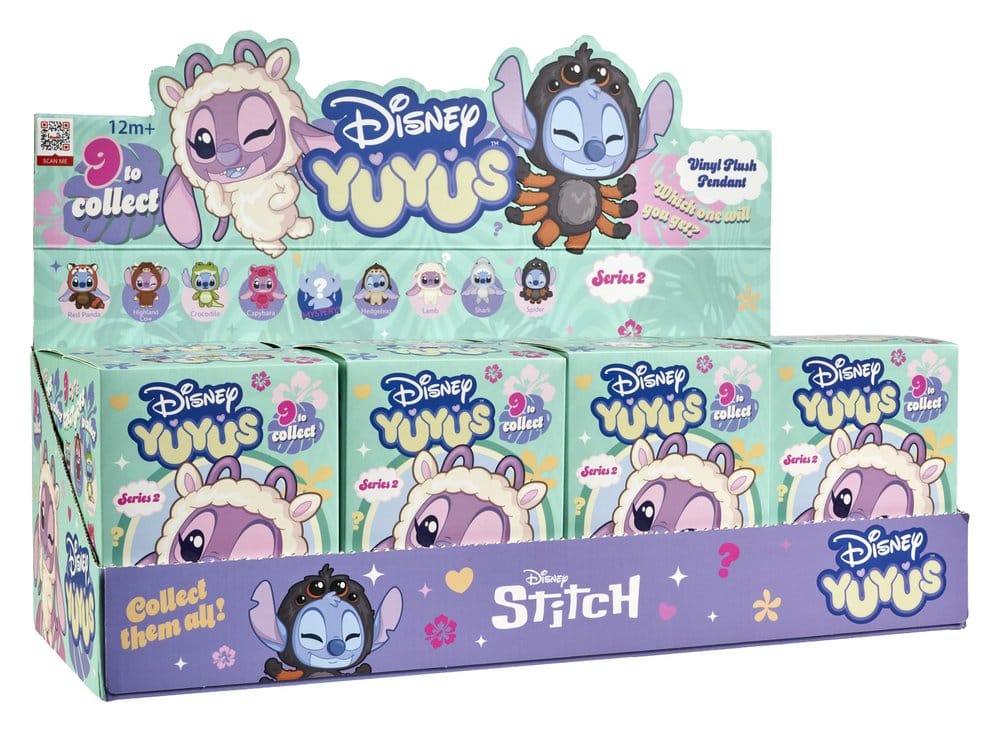 PRE ORDINE - Disney YuYus Plush Key rings Wave 2 Stitch & Angel 13 cm Blindbox Display (8)