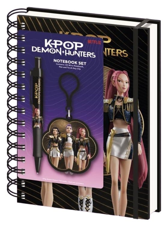 PRE ORDINE - KPop Demon Hunters Notebook with Pen & Charm Golden Display (10)
