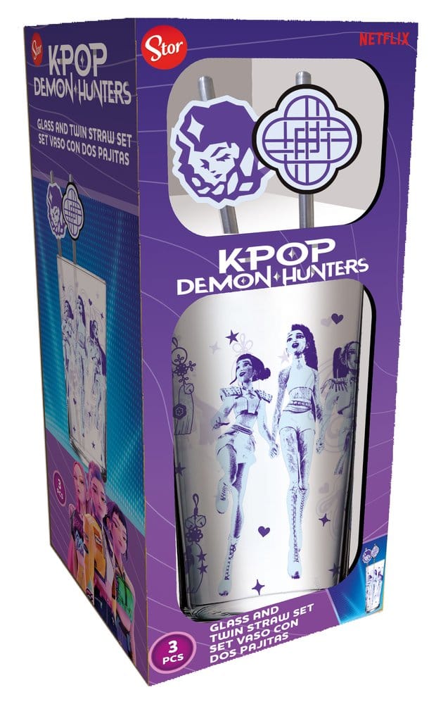 PRE ORDINE - KPop Demon Hunters Glass Tumbler with Straws 485 ml