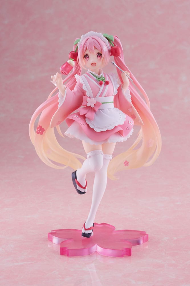 PRE ORDINE - Hatsune Miku PVC Statue Newley Written Sakura Miku Japanese Cafe Ver. Reissue 18 cm