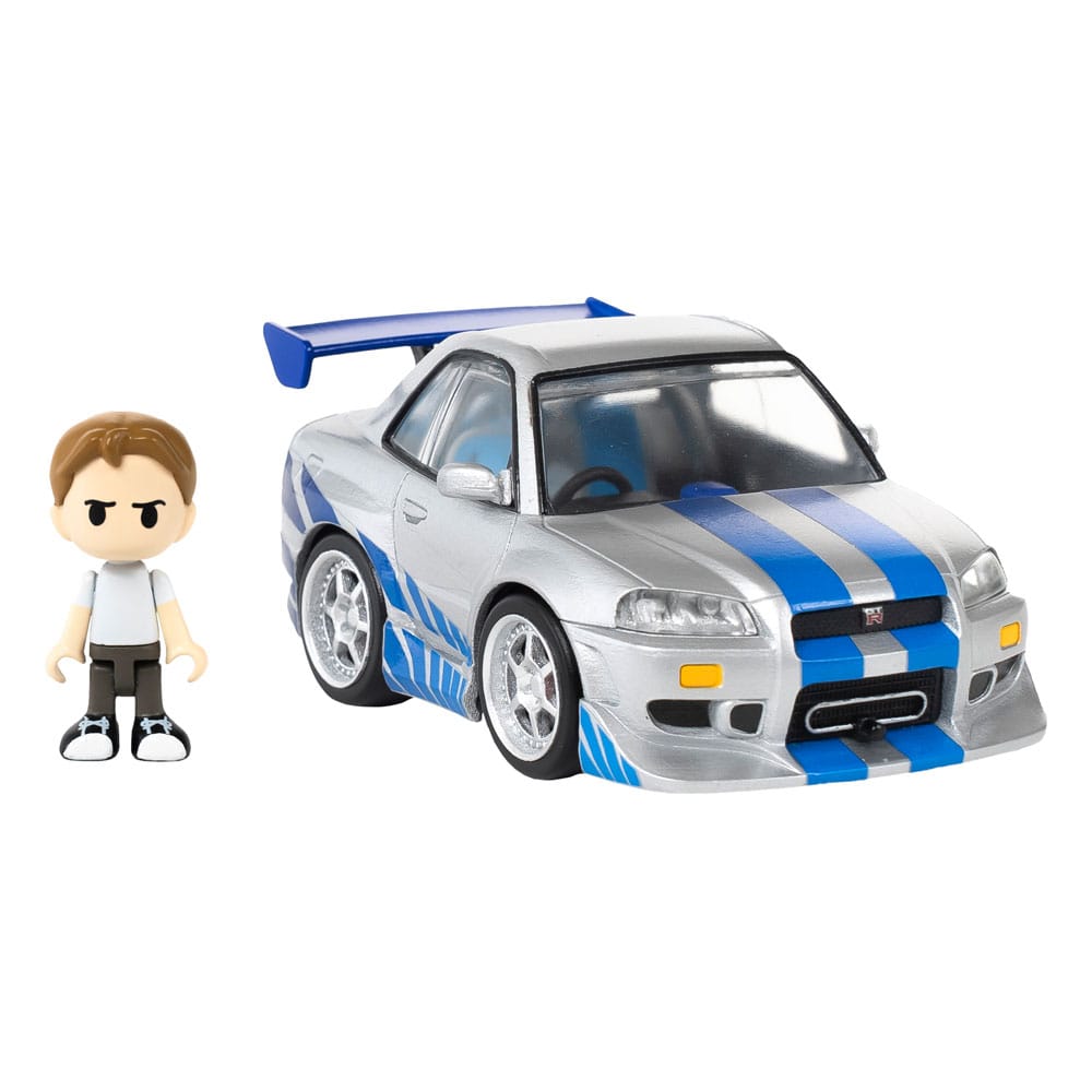 PRE ORDINE - Fast & Furious Q-Village Vehicle with mini-figure Nissan Skyline GT-R (R34) 9 cm