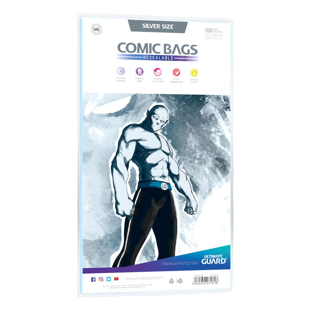 PRE ORDINE - Ultimate Guard Comic Bags Resealable (100) - Silver Size