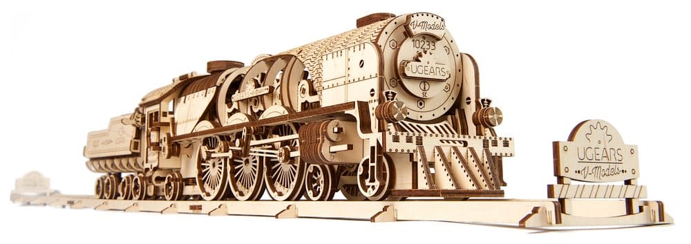 PRE ORDINE - Ugears 3D Wooden Puzzle V-Express Steam Train with Tender
