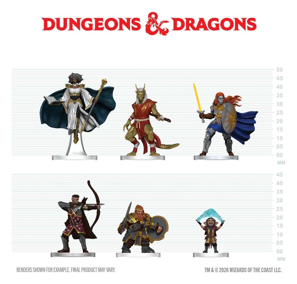 PRE ORDINE - D&D Icons of the Realms Mini Figures Player's Handbook - Swords & Staves Starter Set 20 cm