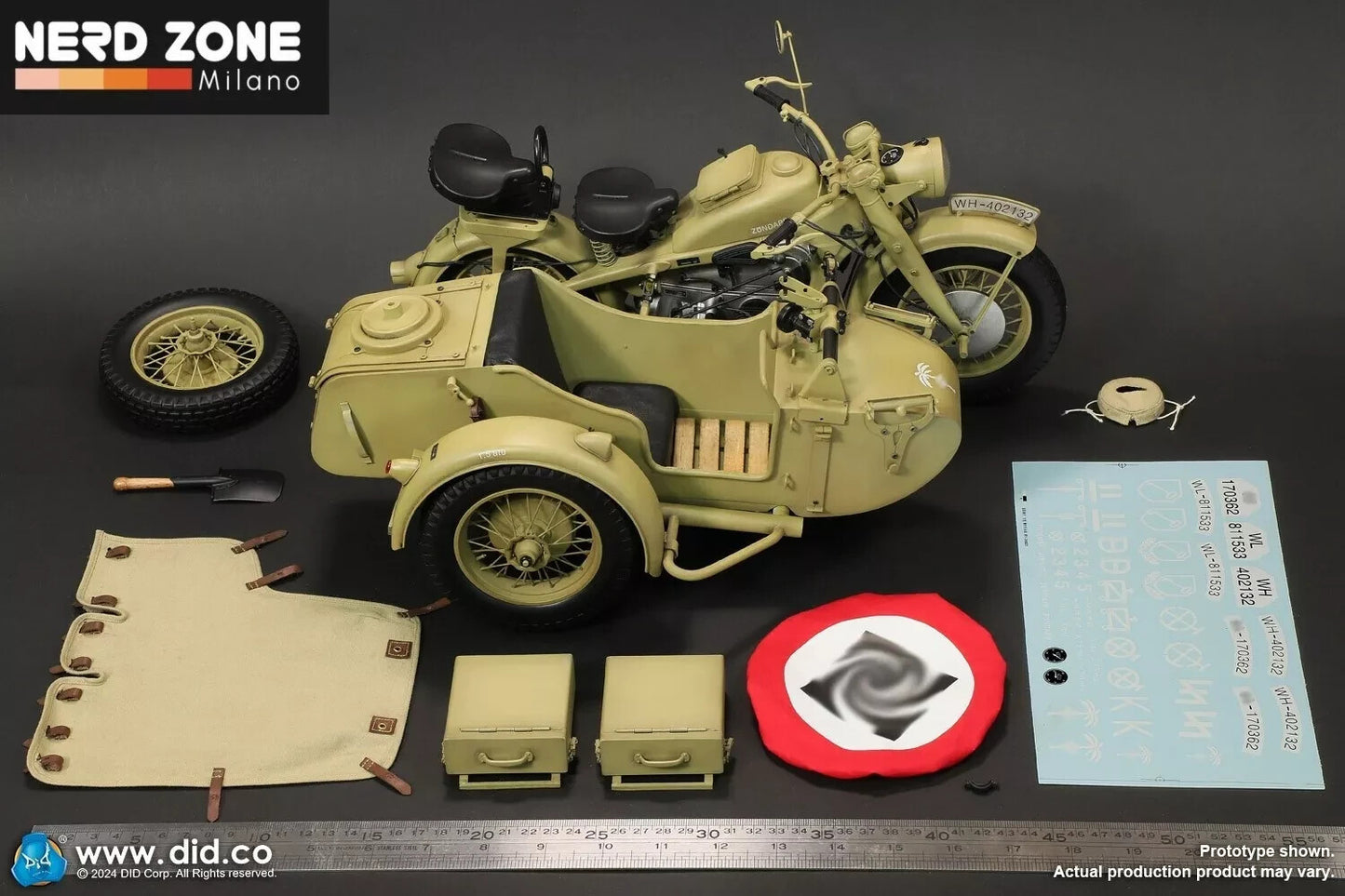 PRE ORDER DID / 3R - E60075Y 1/6 WWII German Zündapp KS 750 Motorcycle with Sidecar Sand Version