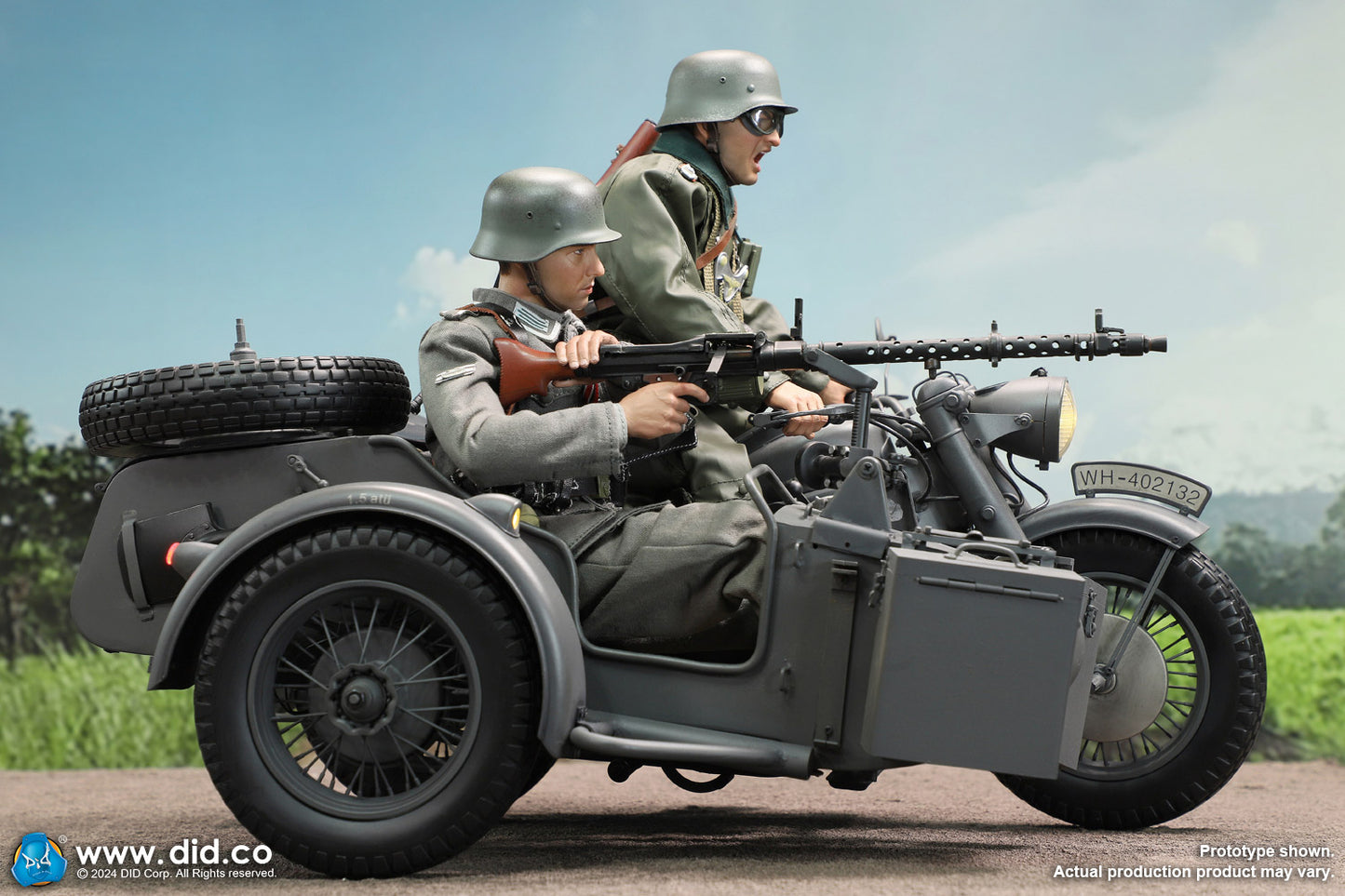 PRE ORDER DID / 3R - E60075G 1/6 WWII German Zündapp KS 750 Motorcycle with Sidecar Grey Version