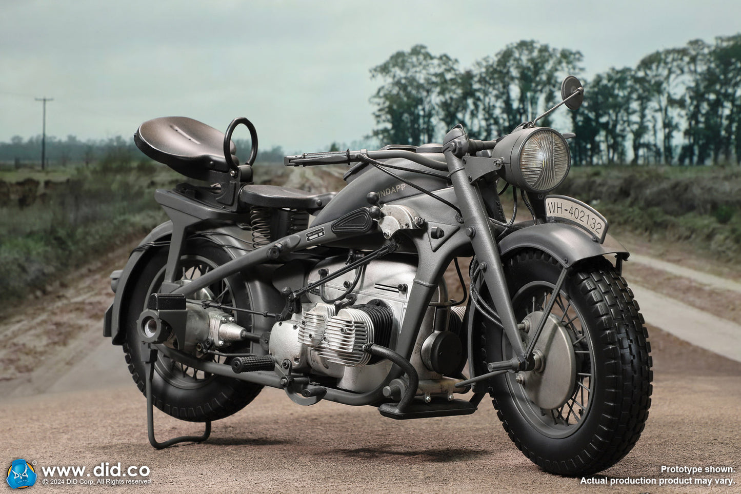 PRE ORDER DID / 3R - E60075G 1/6 WWII German Zündapp KS 750 Motorcycle with Sidecar Grey Version