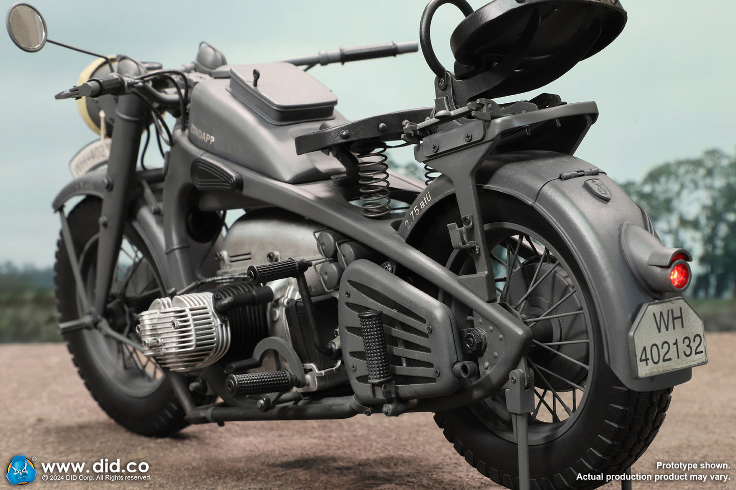 PRE ORDER DID / 3R - E60075G 1/6 WWII German Zündapp KS 750 Motorcycle with Sidecar Grey Version