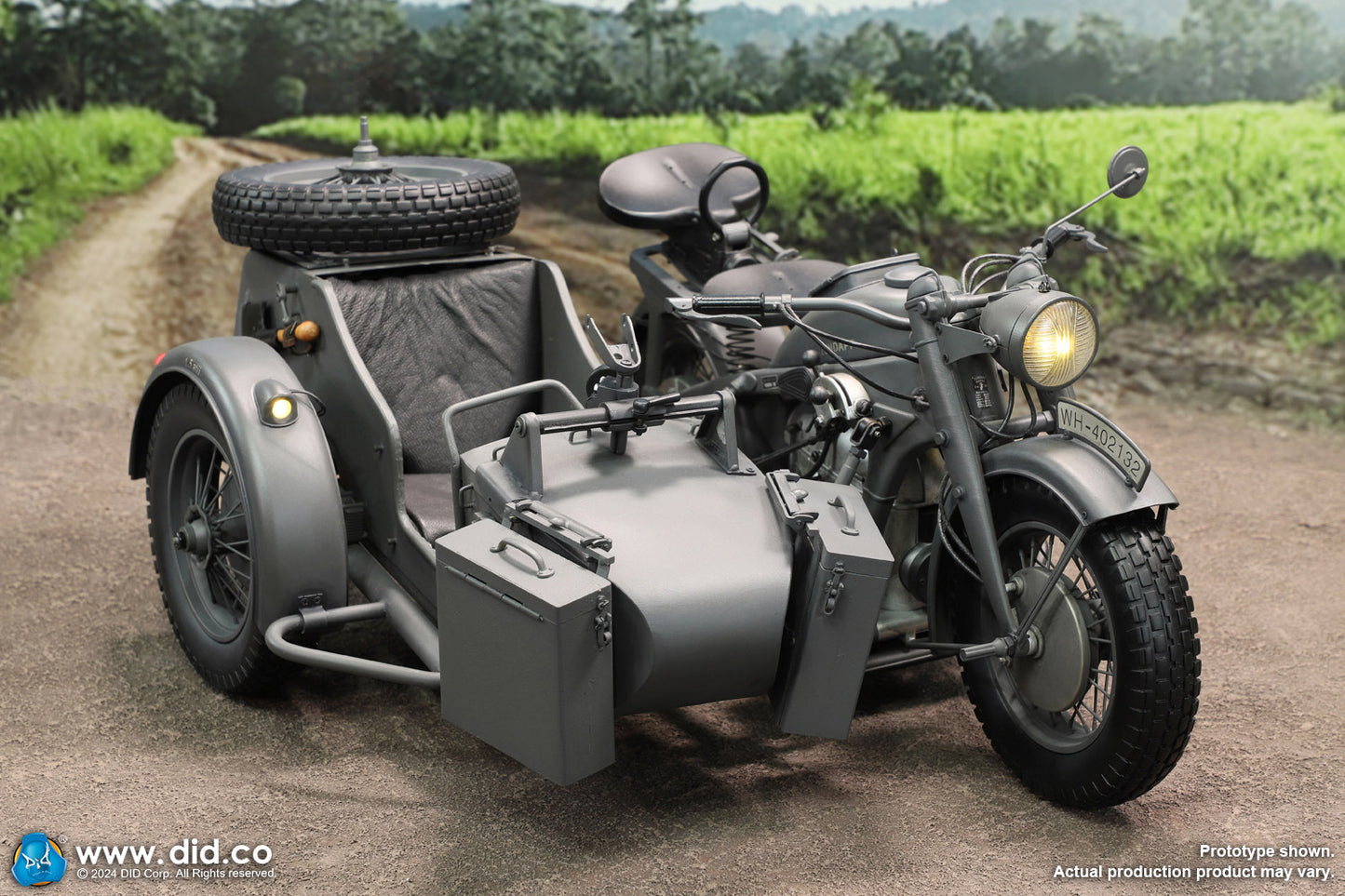 PRE ORDER DID / 3R - E60075G 1/6 WWII German Zündapp KS 750 Motorcycle with Sidecar Grey Version