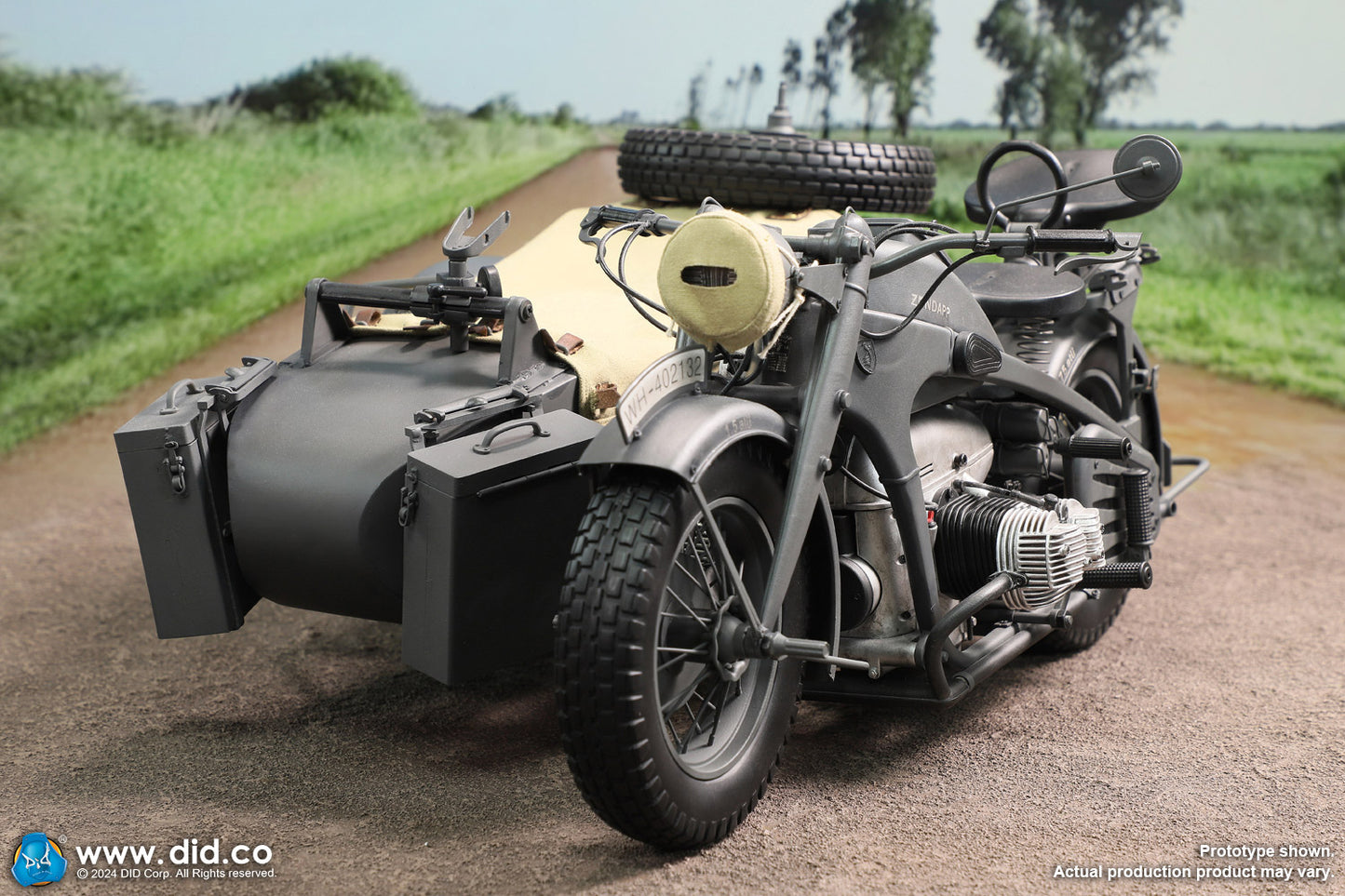 PRE ORDER DID / 3R - E60075G 1/6 WWII German Zündapp KS 750 Motorcycle with Sidecar Grey Version