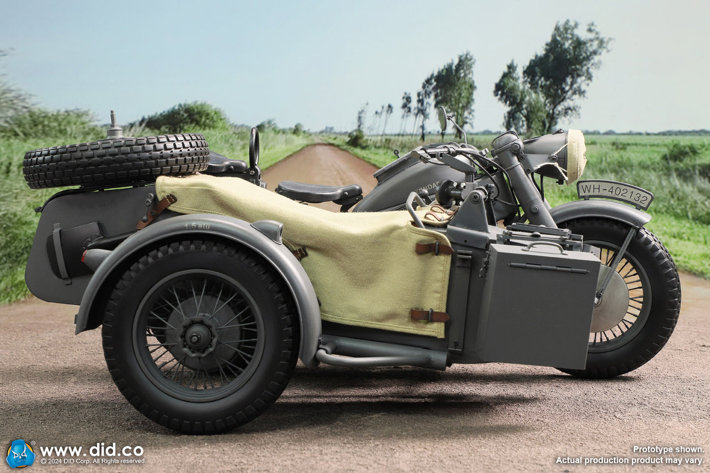 PRE ORDER DID / 3R - E60075G 1/6 WWII German Zündapp KS 750 Motorcycle with Sidecar Grey Version