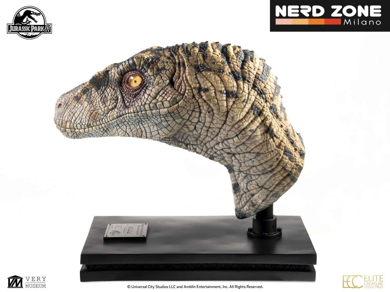 ELITE CREATURE COLLECTIBLES - Jurassic Park 3 Female Velociraptor White Queen Bust 1:1