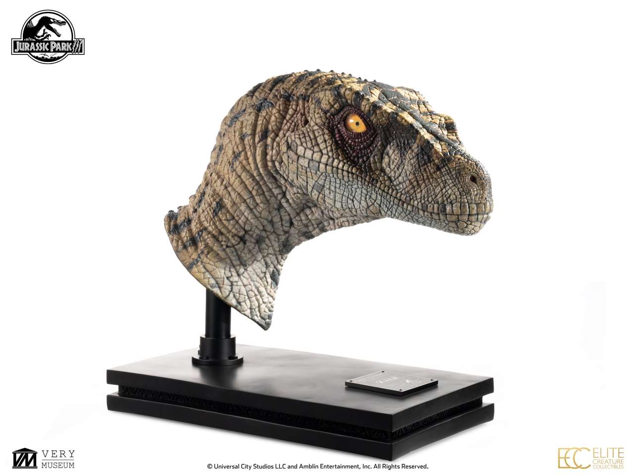 ELITE CREATURE COLLECTIBLES - Jurassic Park 3 Female Velociraptor White Queen Bust 1:1