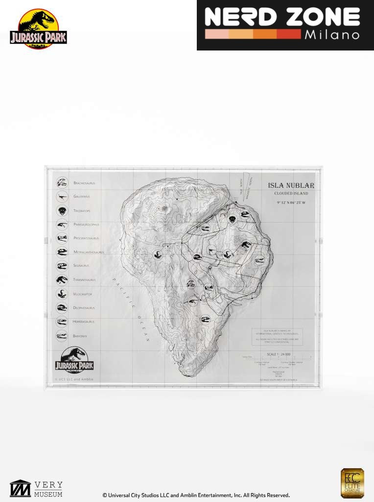 ELITE CREATURE COLLECTIBLES - Jurassic Park Topographic 3d Map Isla Nublar
