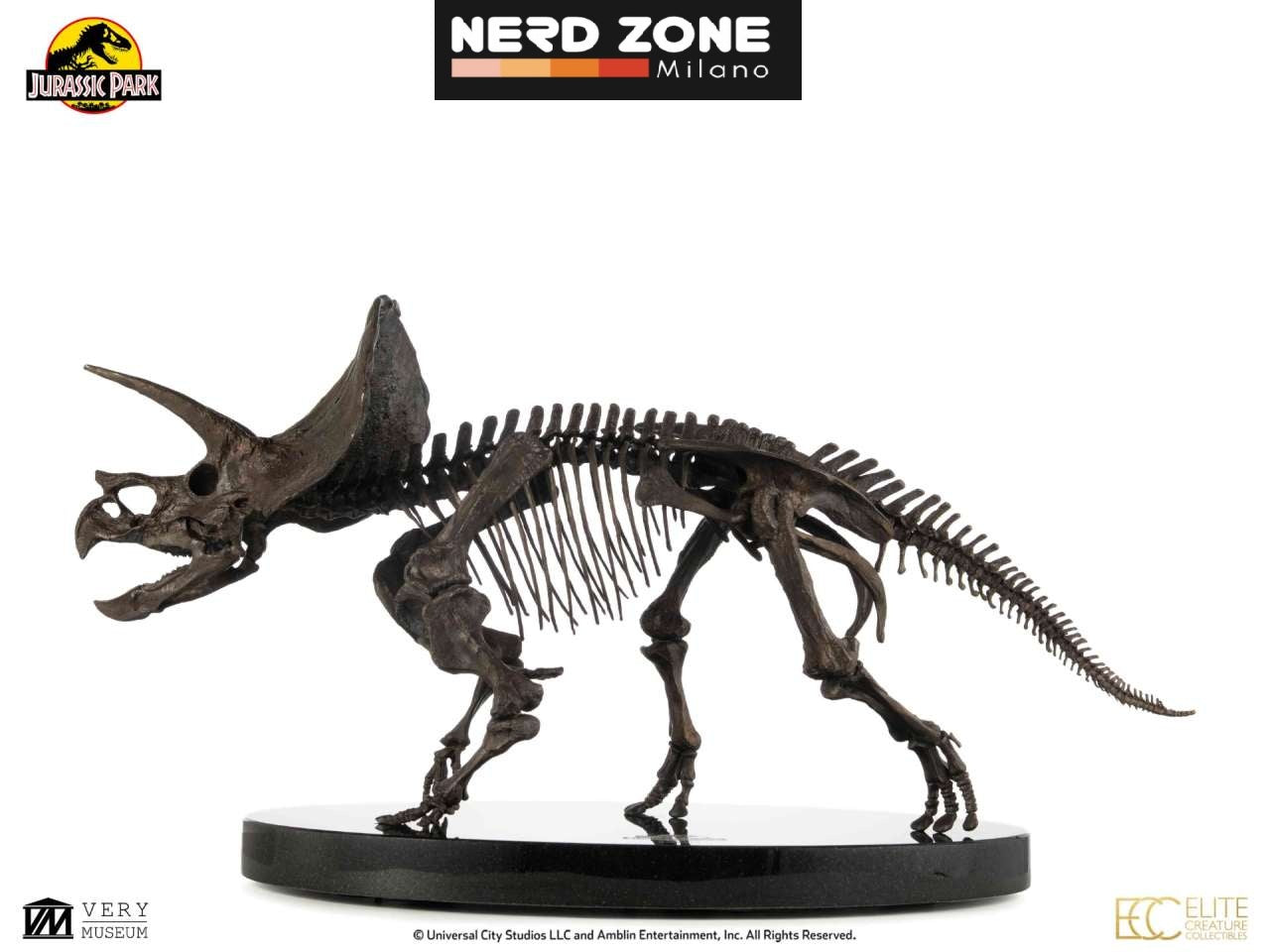 PRE ORDER - ELITE CREATURE COLLECTIBLES - Jurassic Park Triceratops Fossil Skeleton 1:12 Bronze Statue