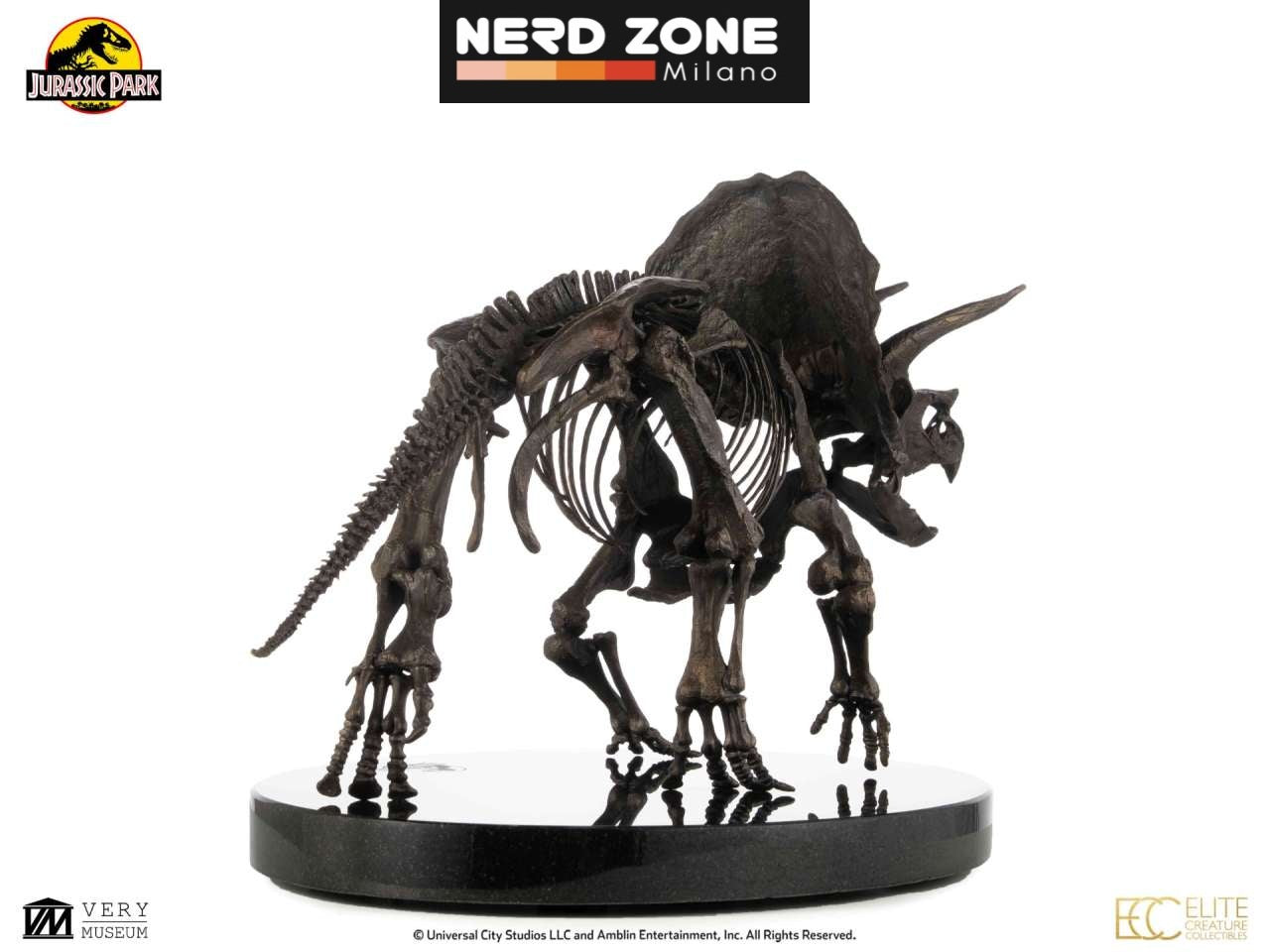 PRE ORDER - ELITE CREATURE COLLECTIBLES - Jurassic Park Triceratops Fossil Skeleton 1:12 Bronze Statue