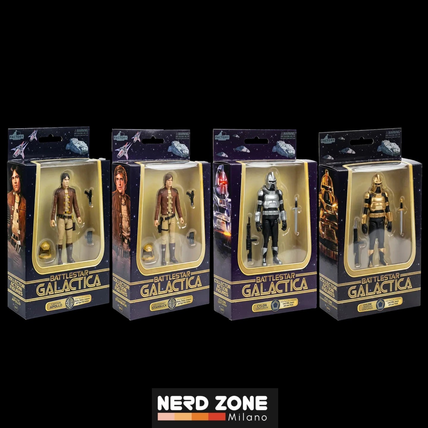 PRE ORDER - FACTORY ENTERTAINMENT - Battlestar Galactica 3.75 Inch Wave 1 Action Figure Set (4)