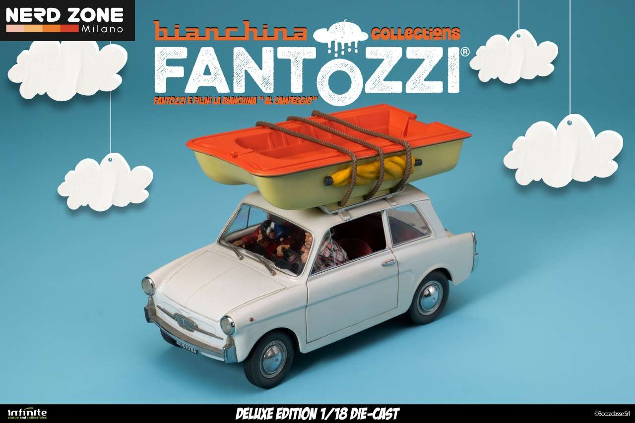 PRE ORDINE - INFINITE STATUE - Fantozzi E Filini La Bianchina Al Campeggio 1/18 Die-Cast Deluxe Edition