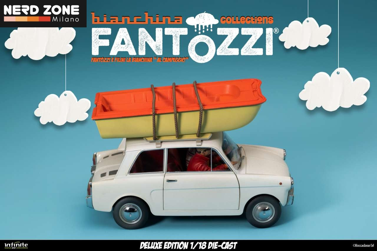 PRE ORDINE - INFINITE STATUE - Fantozzi E Filini La Bianchina Al Campeggio 1/18 Die-Cast Deluxe Edition