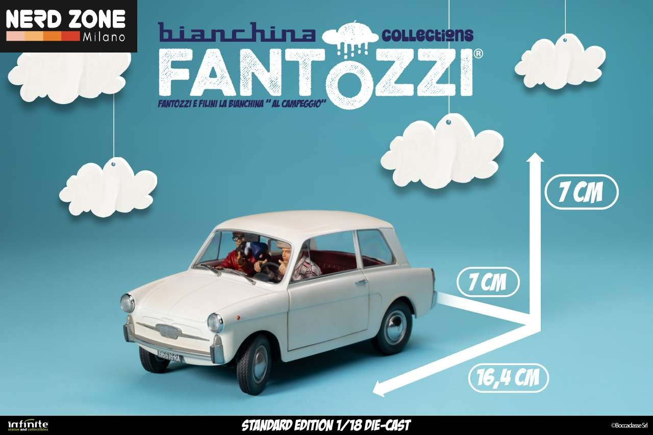PRE ORDINE - INFINITE STATUE - Fantozzi E Filini La Bianchina Al Campeggio 1/18 Die-Cast Standard Edition