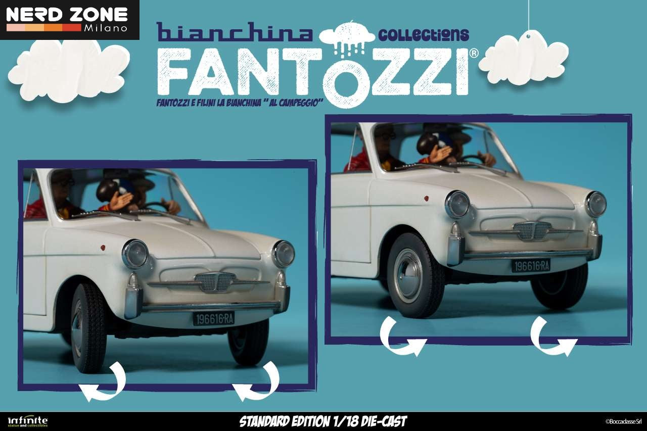 PRE ORDINE - INFINITE STATUE - Fantozzi E Filini La Bianchina Al Campeggio 1/18 Die-Cast Standard Edition