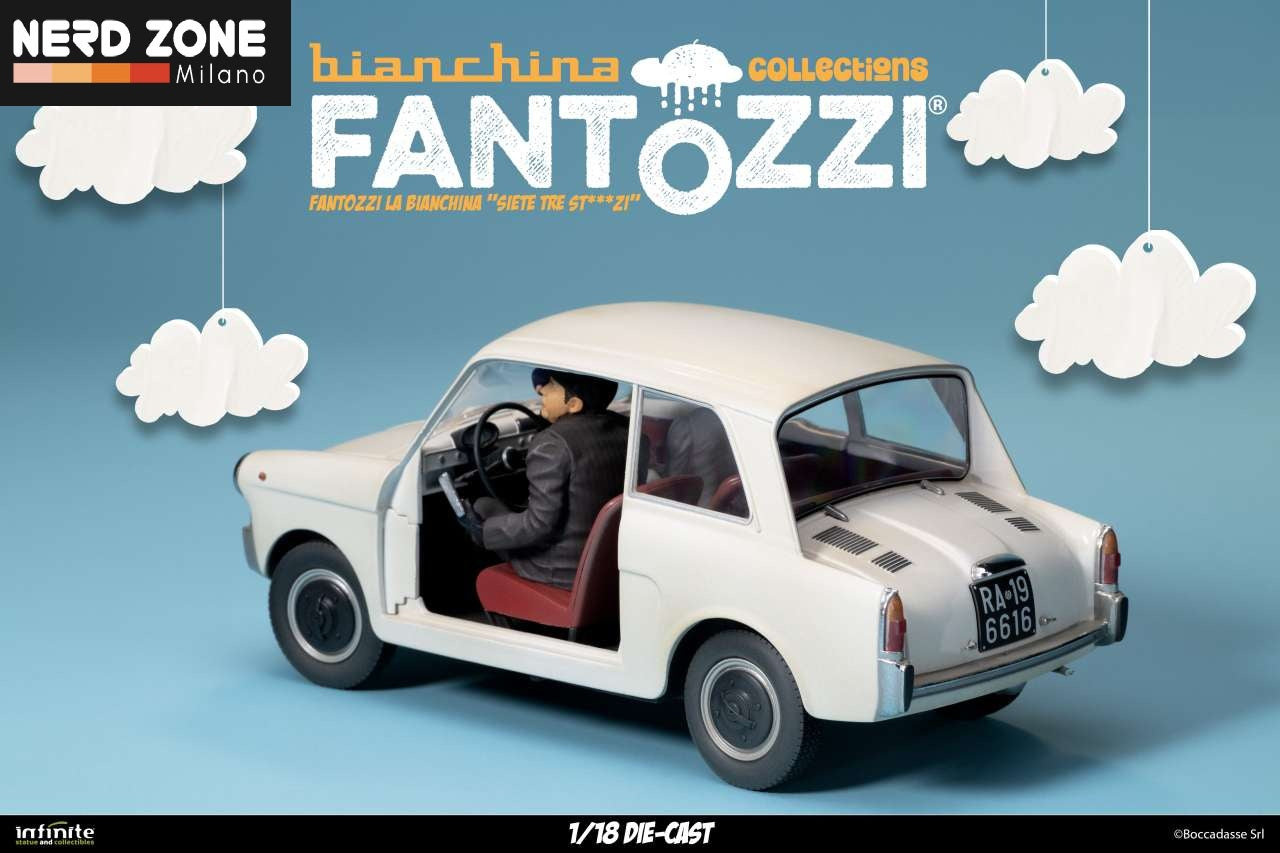 PRE ORDINE - INFINITE STATUE - Fantozzi La Bianchina Siete Tre Stxxxxi 1/18 Die-Cast