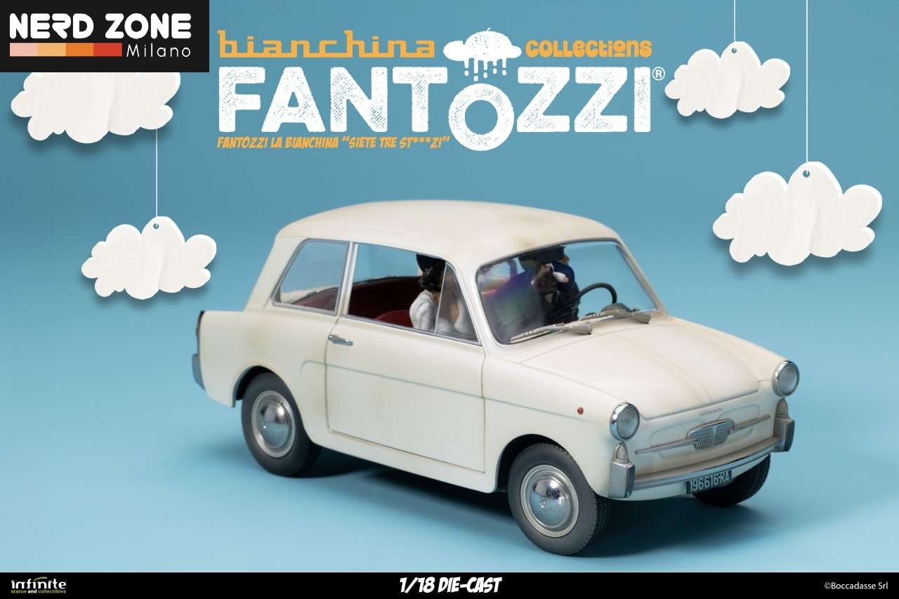 PRE ORDINE - INFINITE STATUE - Fantozzi La Bianchina Siete Tre Stxxxxi 1/18 Die-Cast