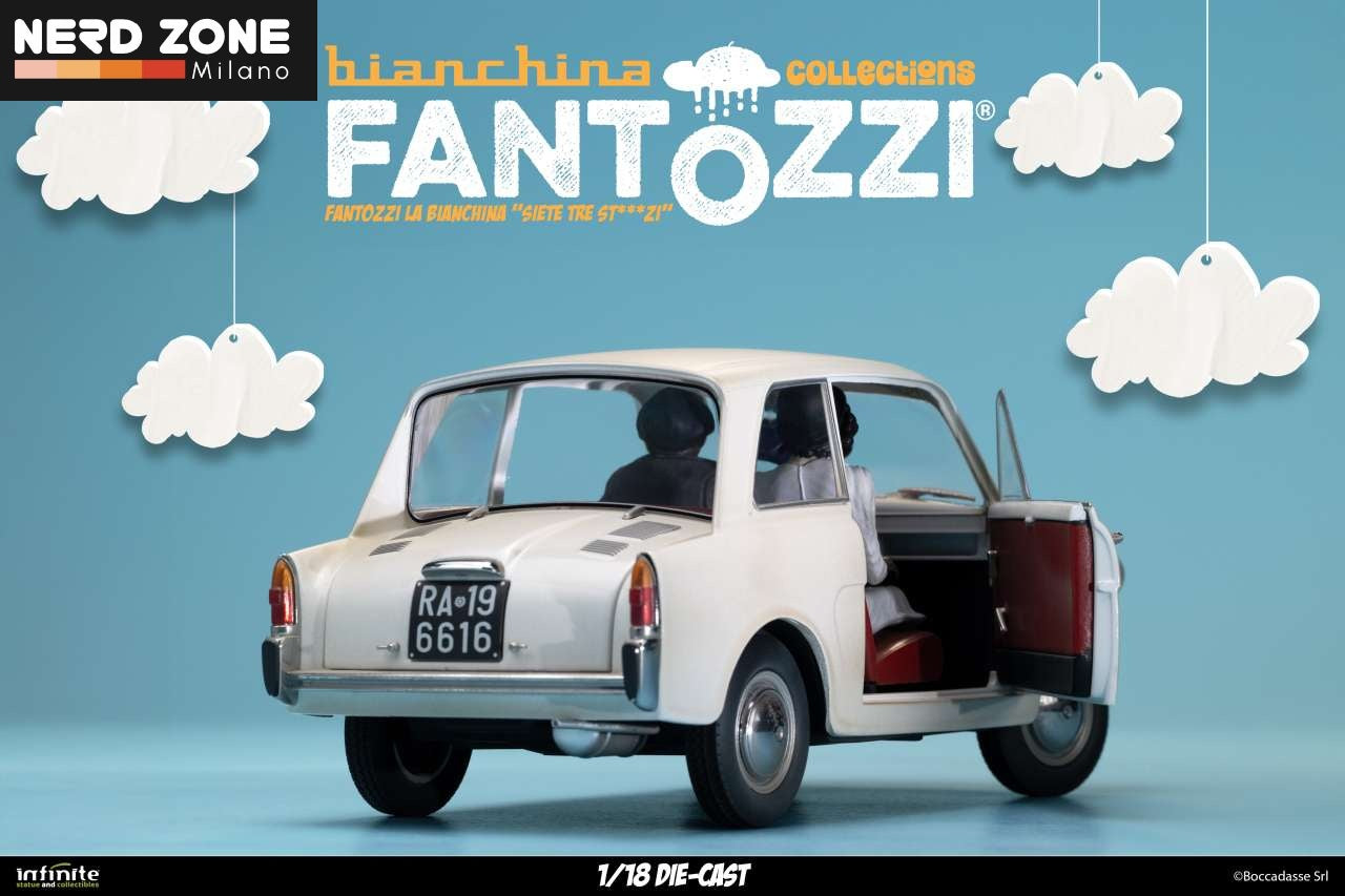 PRE ORDINE - INFINITE STATUE - Fantozzi La Bianchina Siete Tre Stxxxxi 1/18 Die-Cast