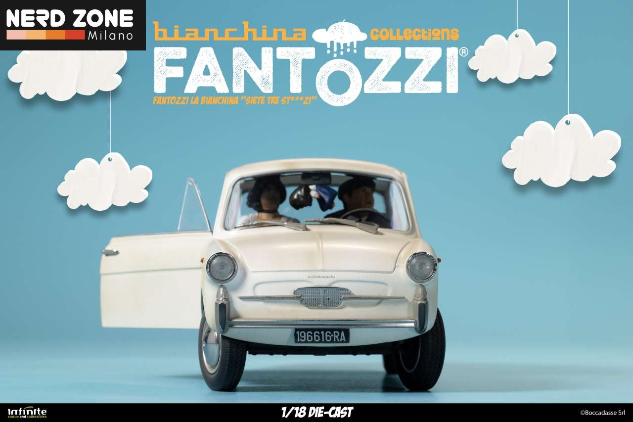 PRE ORDINE - INFINITE STATUE - Fantozzi La Bianchina Siete Tre Stxxxxi 1/18 Die-Cast