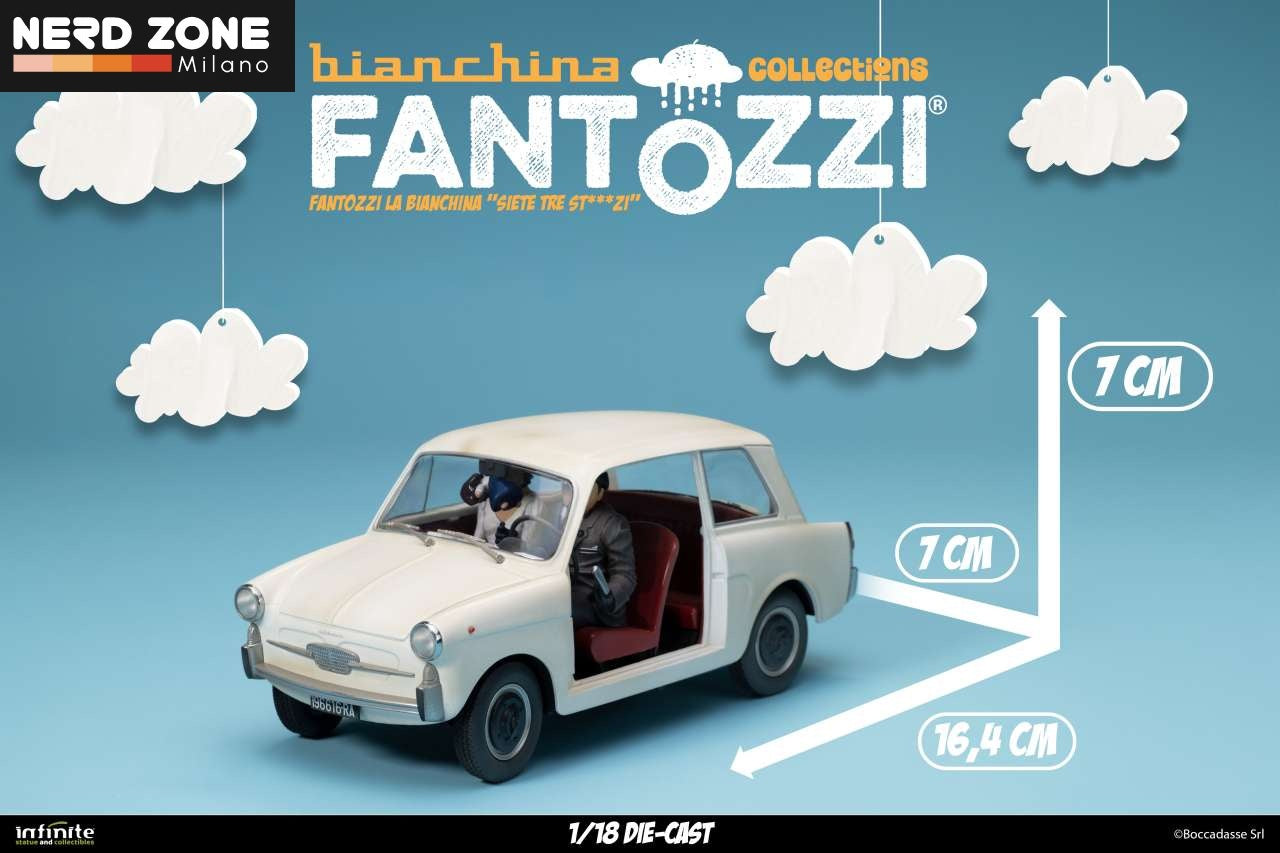 PRE ORDINE - INFINITE STATUE - Fantozzi La Bianchina Siete Tre Stxxxxi 1/18 Die-Cast