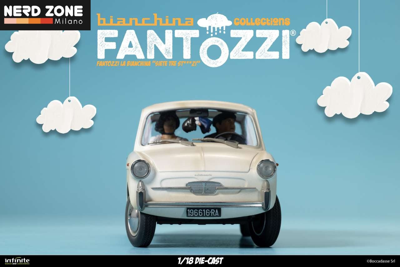 PRE ORDINE - INFINITE STATUE - Fantozzi La Bianchina Siete Tre Stxxxxi 1/18 Die-Cast