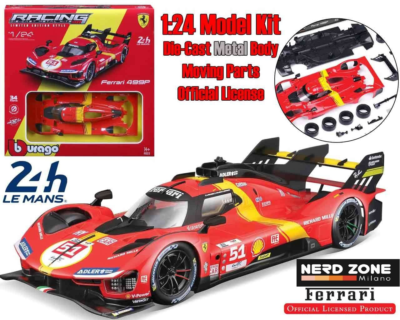 BBURAGO - Ferrari 499p Lmh (2023 24h Le Mans Champion) - Model Kit 1:24