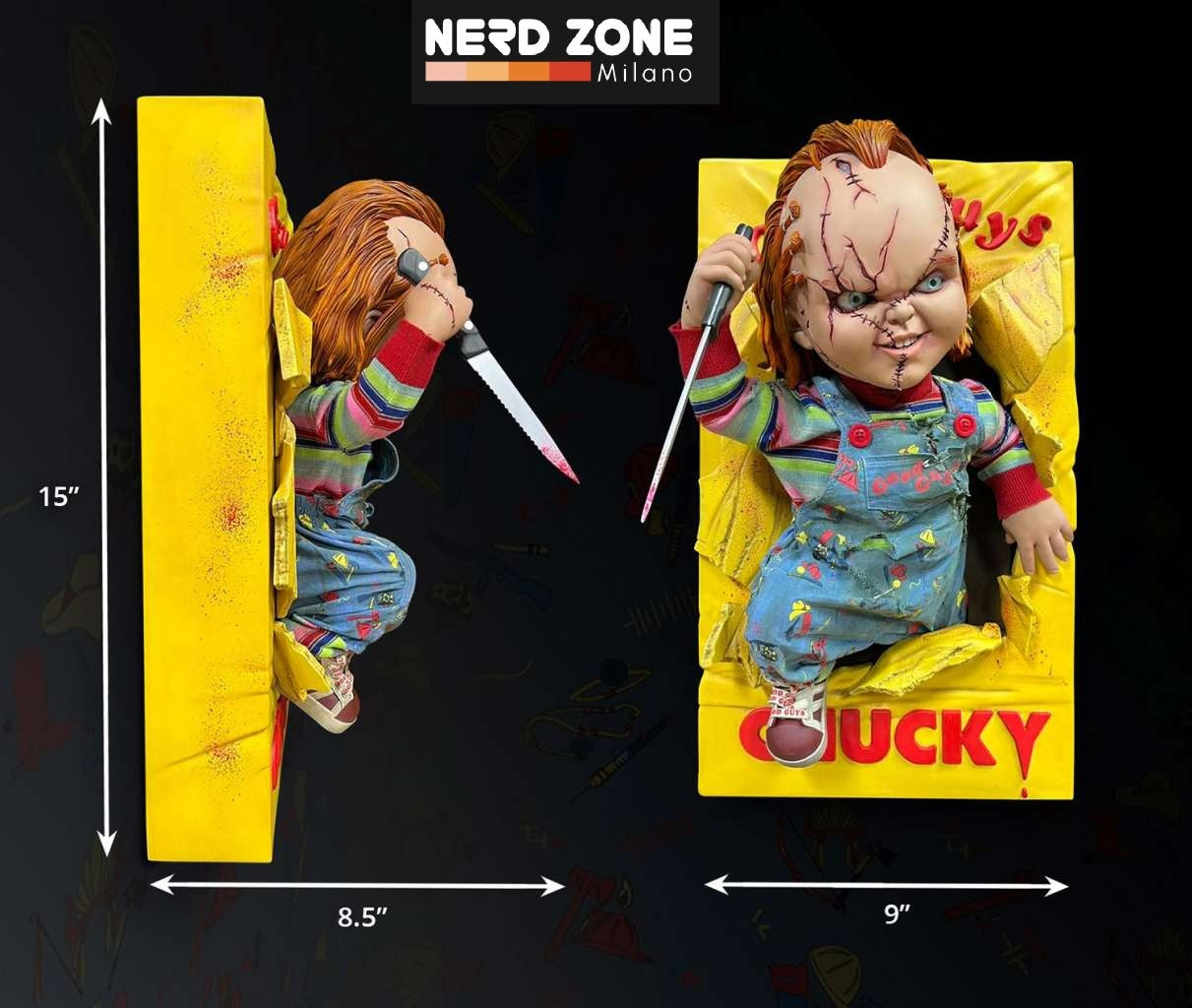 PRE ORDINE - HOLLYWOOD COLLECTIBLES - Bride Of Chucky - Chucky Half Size Wall Sculpture - Scala 1:2