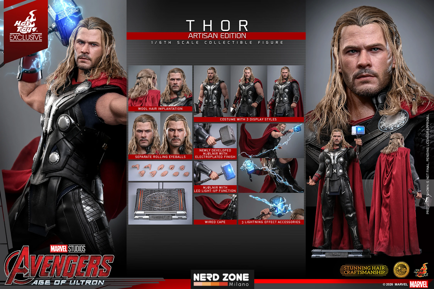 PRE ORDINE HOT TOYS - Avengers: Age of Ultron Action Figure 1/6 Thor (Artisan Edition) Hot Toys Exclusive 32 cm