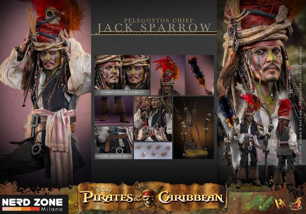 PRE ORDINE - HOT TOYS - Pirates of the Caribbean: Dead Man's Chest Action DX Figure 1/6 Pelegostos Chief Jack Sparrow 30 cm