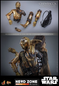 HOT TOYS - STAR WARS - EPISODE V - Chewbacca With Disassembled C-3PO - Action Figure 1/6  MMS766 36 cm