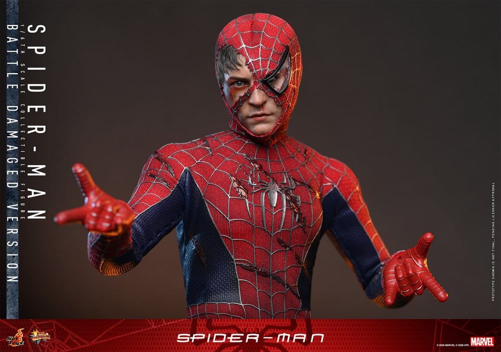 PRE ORDINE - HOT TOYS - Spider-Man Movie Masterpiece Action Figure 1/6 Spider-Man (Battle Damaged Version) 30 cm