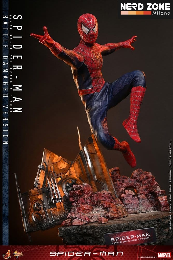 PRE ORDINE - HOT TOYS - Spider-Man Movie Masterpiece Action Figure 1/6 Spider-Man (Battle Damaged Version) 30 cm