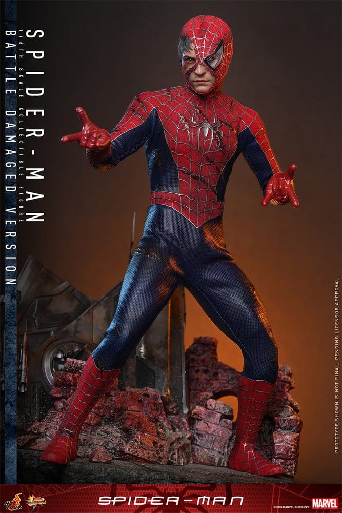 PRE ORDINE - HOT TOYS - Spider-Man Movie Masterpiece Action Figure 1/6 Spider-Man (Battle Damaged Version) 30 cm