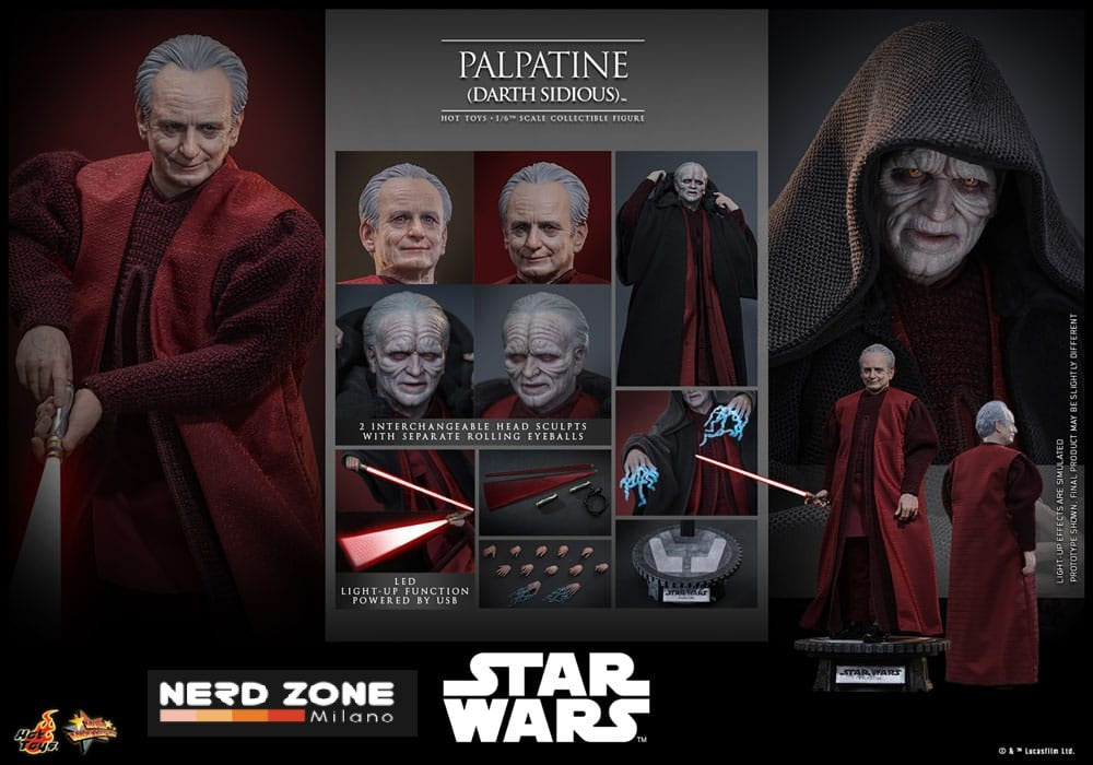 HOT TOYS - Star Wars: Episode III - Revenge of the Sith Action Figure 1/6 Palpatine (Darth Sidious) 29 cm MMS805