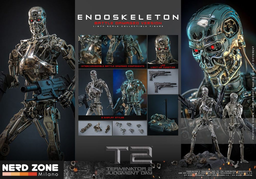 HOT TOYS - Terminator 2: Judgment Day Movie Masterpiece Die-cast Action Figure 1/6 Endoskeleton (Battle Damaged Version) 31 cm MMS840D77
