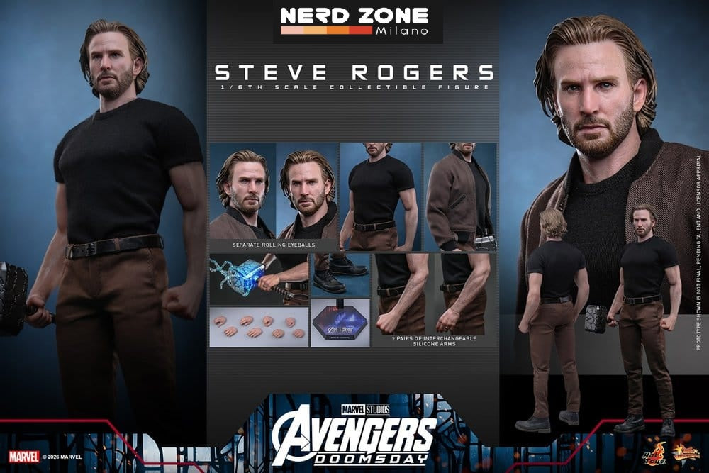 PRE ORDINE - HOT TOYS Marvel Avengers: Doomsday Movie Masterpiece Action Figure 1/6 Steve Rogers 31 cm