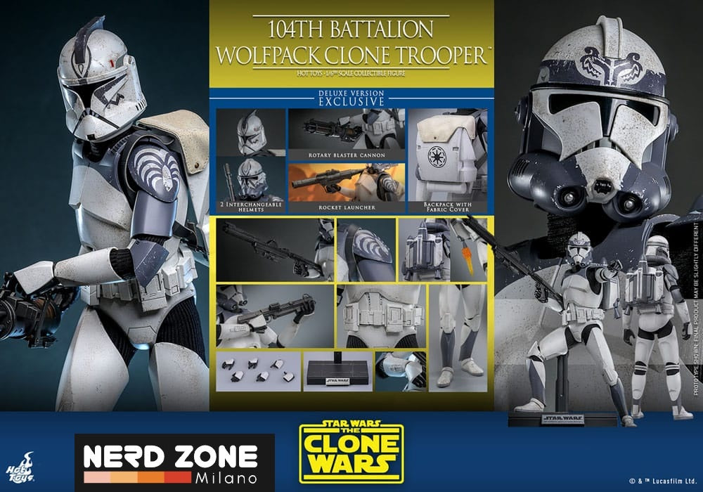 HOT TOYS Star Wars The Clone Wars Action Figure 1/6 104th Battalion Wolfpack Clone Trooper Deluxe Version 30 cm
