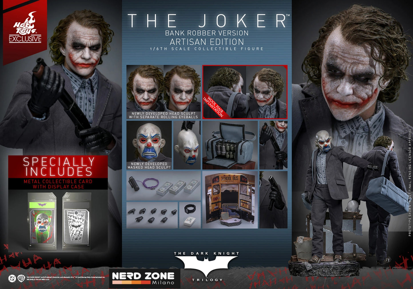 PRE ORDINE HOT TOYS The Dark Knight DX Action Figure 1/6 The Joker (Bank Robber Version) (Artisan Edition) 30 cm