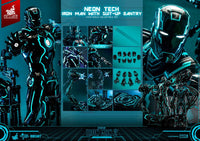 HOT TOYS – Iron Man 2 Action Figure 1/6 Neon Tech Iron Man with Suit-Up Gantry