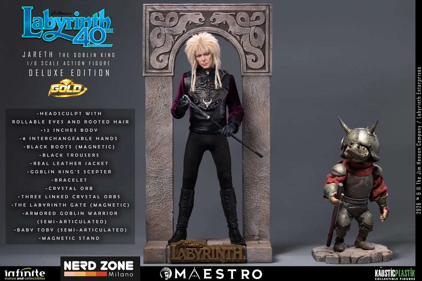 PRE ORDINE INFINITE STATUE - Labyrinth Jareth The Goblin King 1/6 Action Figure Deluxe Edition Gold